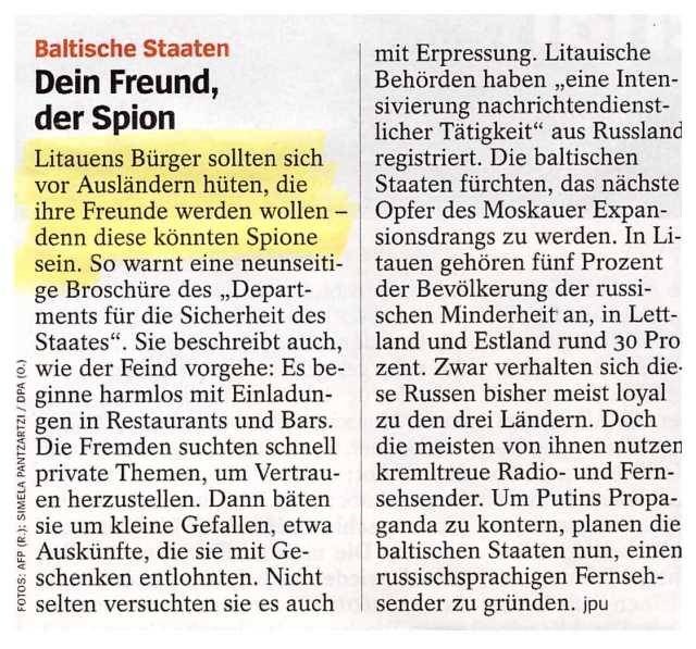 Litauen warnt vor Spionen