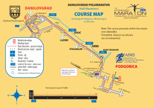 Danilovgrad-Podgorica map