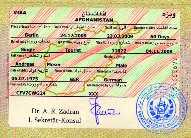 Afghanistan tourist visa